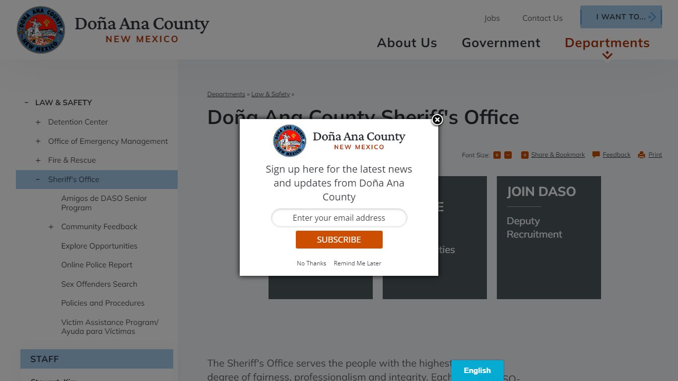 Doña Ana County Sheriff's Office | Doña Ana County, NM